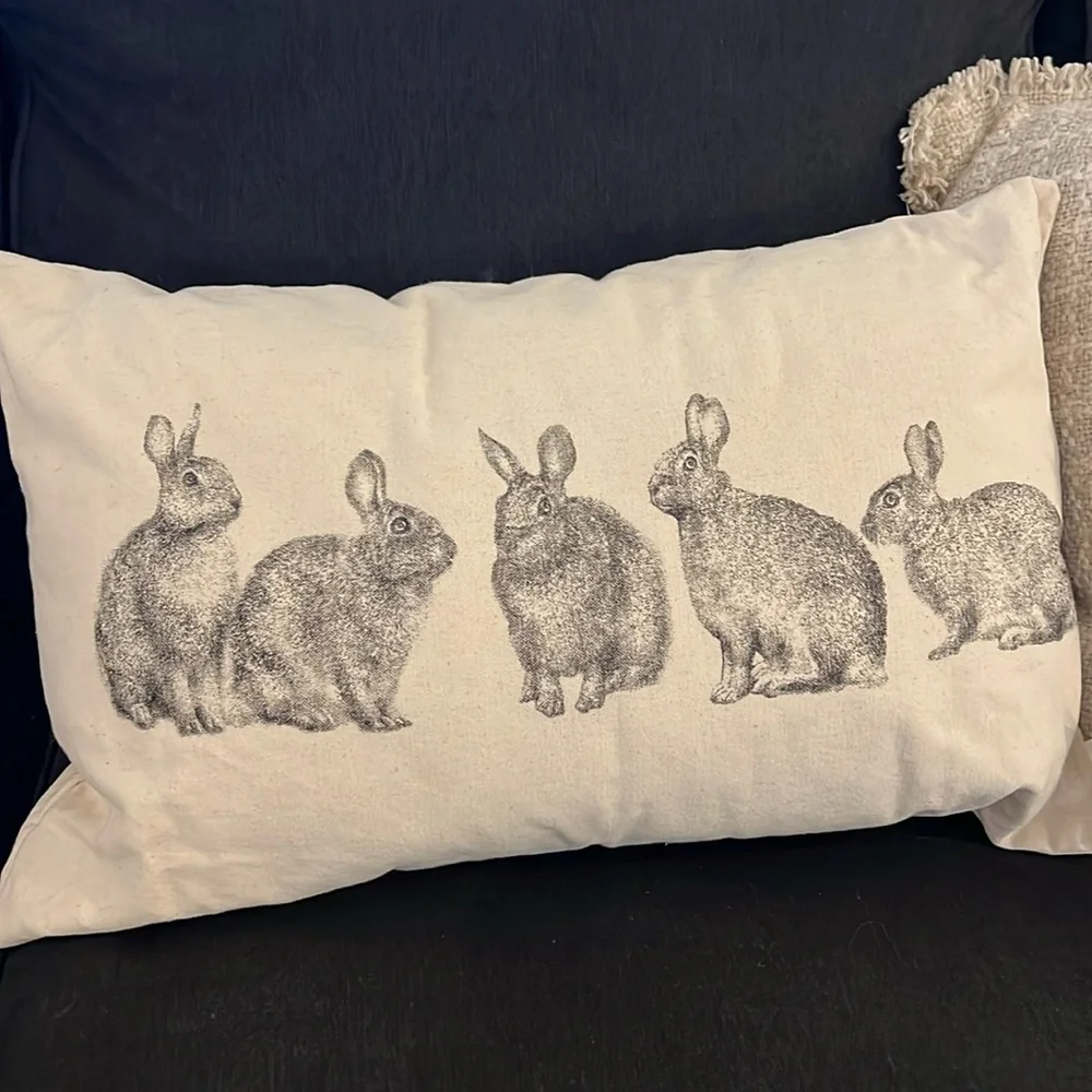 LINEN EASTER SPRING BUNNY PILLOW